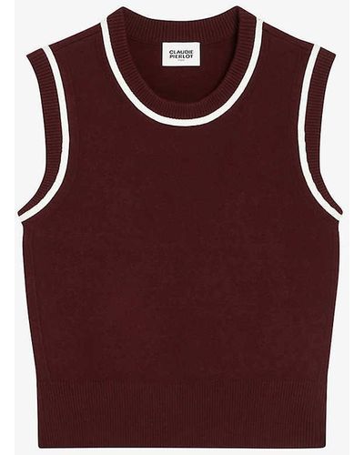 Claudie Pierlot Striped Sleeveless Knitted Jumper - Red