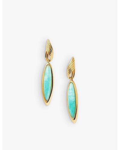 Missoma Wavy 18ct Recycled Yellow- Brass And Amazonite Drop Earrings - Blue