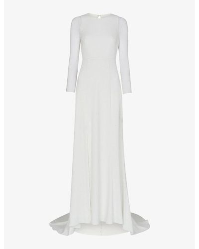 Whistles Cecilia Mesh-sleeve Woven Wedding Dress - White