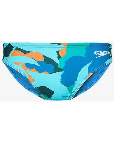 Speedo 5cm Patterned Swim Briefs - Blue