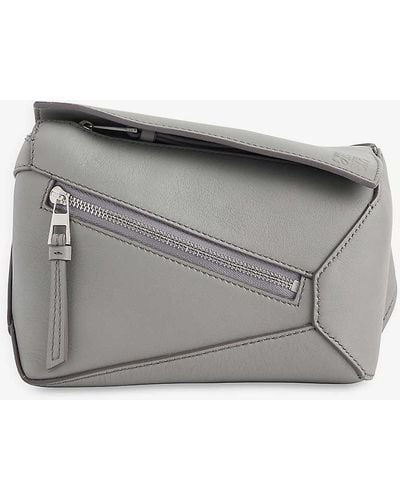 Loewe Puzzle Edge Brand-debossed Mini Leather Bum Bag - Grey