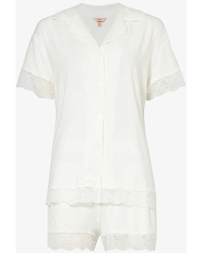 Eberjey Malou Lace-trimmed Stretch-modal Pyjama Set X - White