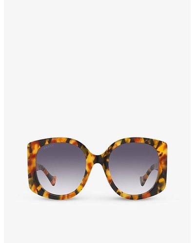 Gucci Gc002017 gg1257s Rectangle-frame Acetate Sunglasses - Blue