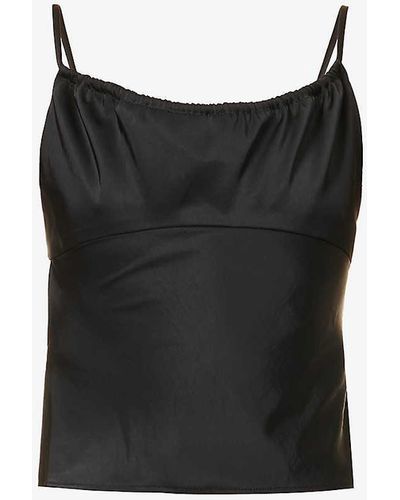 Bec & Bridge Mari Lou Scoop-neck Slim-fit Satin Top - Black