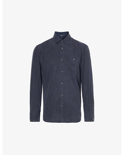 7 For All Mankind Chest-pocket Long-sleeved Woven Shirt - Blue