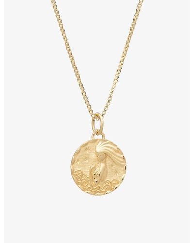 Rachel Jackson Zodiac Coin Aquarius Short 22ct Gold-plated Sterling Silver Necklace - Metallic