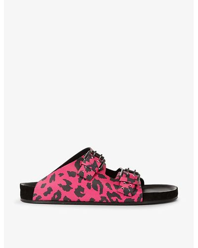 The Kooples Leopard-print Leather Sandals - Red
