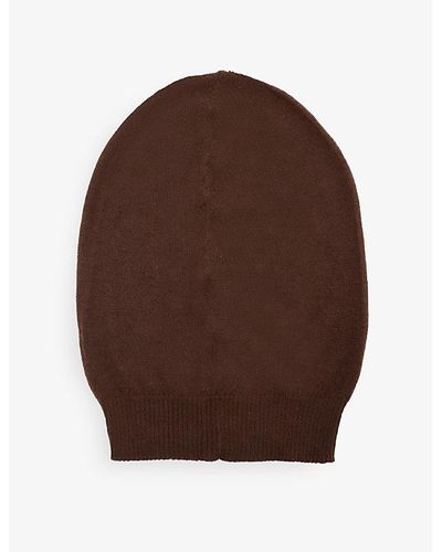 Rick Owens Ribbed-trim Relaxed-fit Medium Cashmere Beanie Hat - Brown
