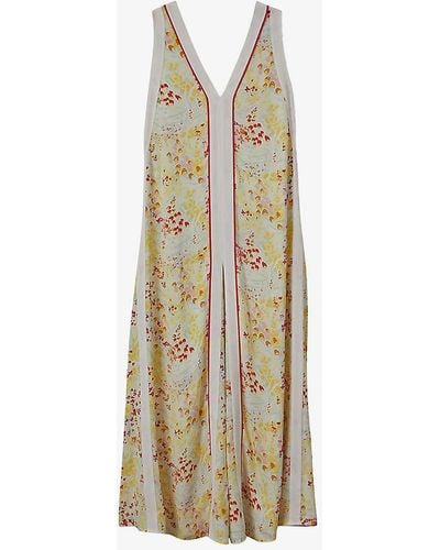 Reiss Eliza Floral-print Woven Maxi Dress - White