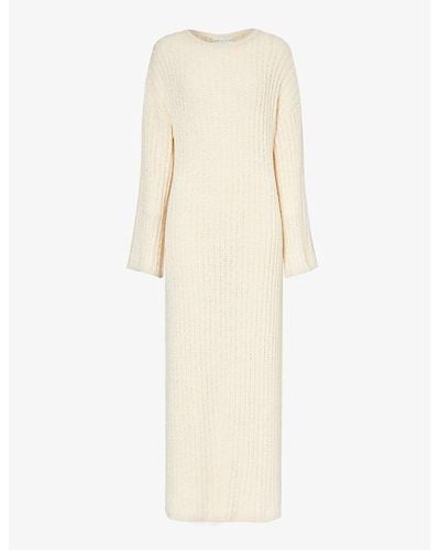Pretty Lavish Eleanor Ribbed Knitted Maxi Dress - Natural