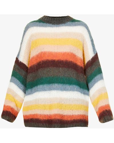 See By Chloé Striped Relaxed-fit Knitted Sweater - Blue