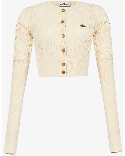 Vivienne Westwood Samantha Cropped Cotton And Cashmere-blend Cardigan - White
