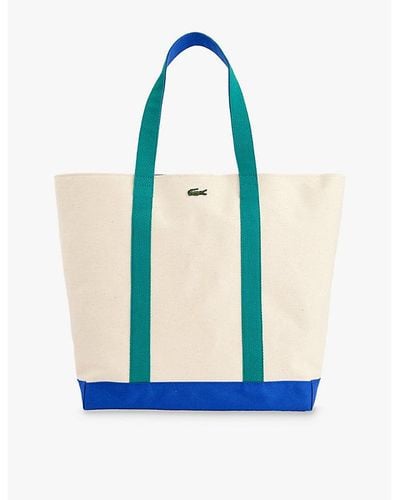 Lacoste Logo-appliqué Cotton Tote Bag - Blue