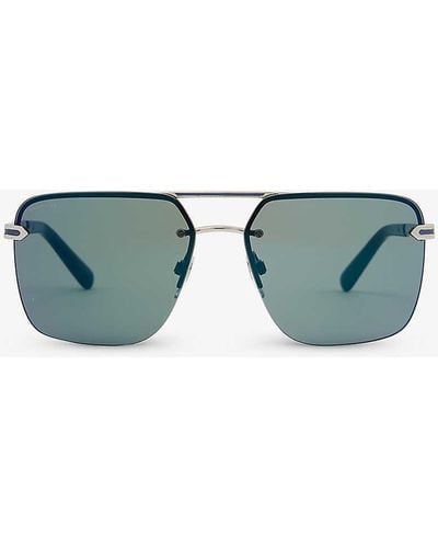 BVLGARI Bv5054 61 Aviator-frame Metal Sunglasses - Green