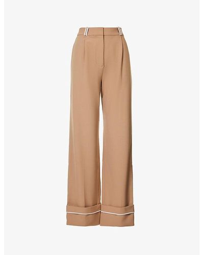 Sir. The Label Leni Folded-cuff Straight-leg Mid-rise Woven Pants X - Natural