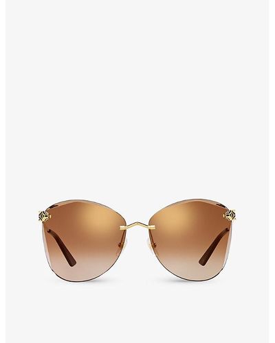 GUCCI Rectangle-Frame Metal Sunglasses in Gold | Endource