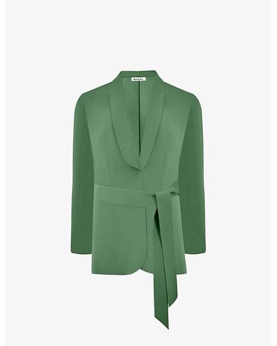 Ro&zo Belted Single-breasted Woven Blazer - Green