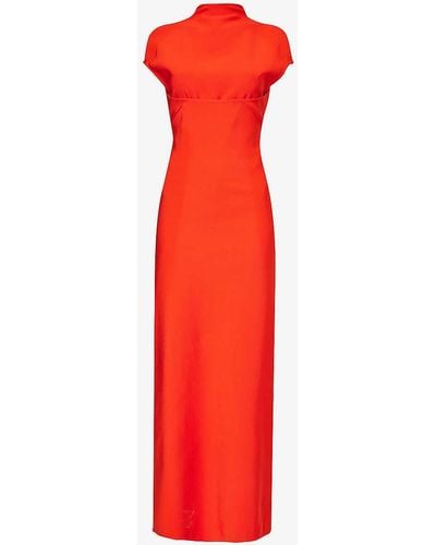Alaïa High-neck Slim-fit Stretch-knit Maxi Dress - Red