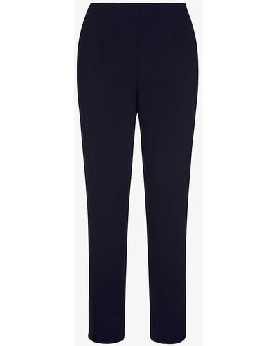 Whistles Ella Cropped Slim-leg Mid-rise Stretch-woven Trousers - Blue
