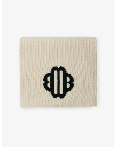 Maje Emyscarfy Logo-embroidered Wool-blend Scarf - Natural