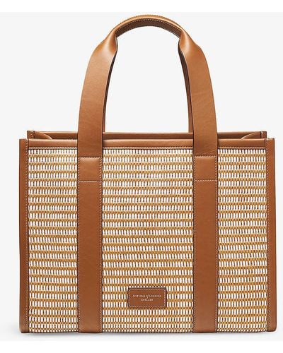 Aspinal of London Henley Small Chevron-woven Leather Tote Bag - Brown