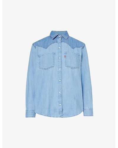 Levi's Toedora Western Contrast-panel Regular-fit Shirt - Blue