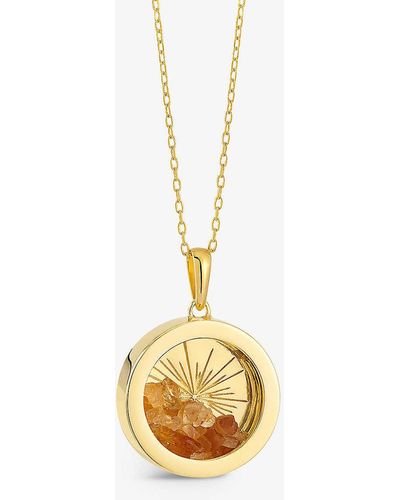 Rachel Jackson Sunburst Amulet Medium 22ct Gold-plated Sterling Silver And Citrine Necklace - Metallic