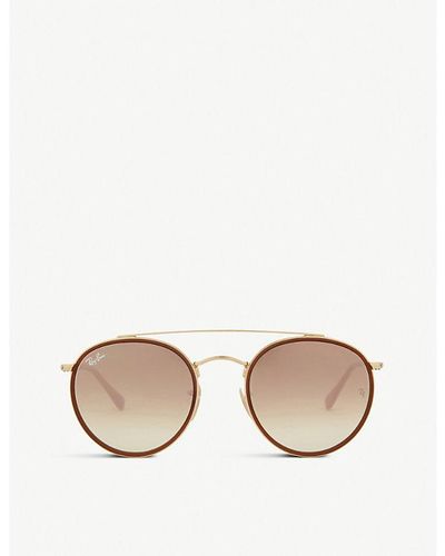 Ray-Ban Gold Rb3647 Round-frame Sunglasses - Natural