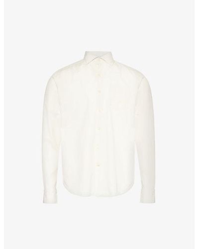Oscar Jacobson Long-sleeved Patch-pocket Cotton Shirt - White