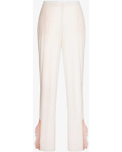 Skin Relaxed-fit Lace-trim Organic-cotton Pyjama Trouser - White