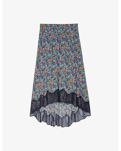 Zadig & Voltaire Joslin Floral-print Woven Midi Skirt - Gray