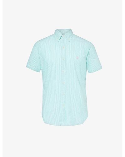 Polo Ralph Lauren Seersucker Short-sleeve Cotton Shirt Xx - Blue