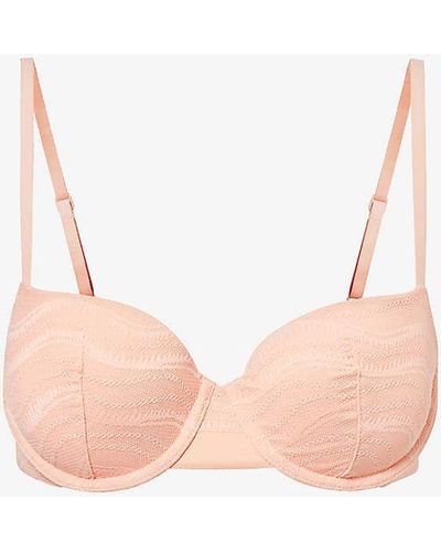 Calvin Klein Abstract-lace Stretch-lace Balconette Bra - Pink