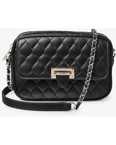 Aspinal of London Lottie Logo-embossed Quilted Leather Cross-body Bag - Black