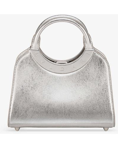 BVLGARI Roma Small Leather Top-handle Bag - Grey