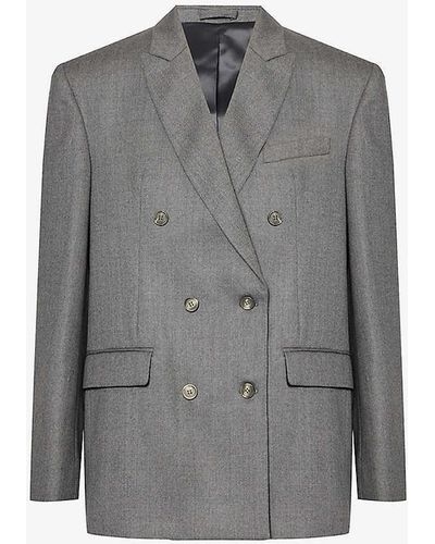 Wardrobe NYC Double-breasted Wool-blend Blazer - Grey