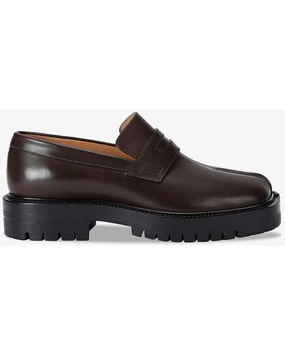 Maison Margiela Tabi County Panelled Leather Loafers - Brown