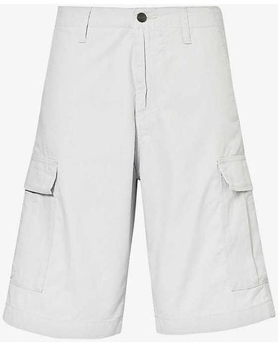 Carhartt Logo-patch Regular-fit Cotton Cargo Shorts - White