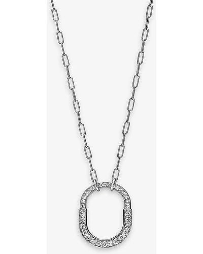 Tiffany & Co. Tiffany Lock Medium Rhodium-plated 18ct White-gold And 1.25ct Brilliant-cut Diamond Pendant Necklace