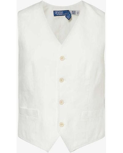 Polo Ralph Lauren V-neck Regular-fit Linen Waistcoat - White