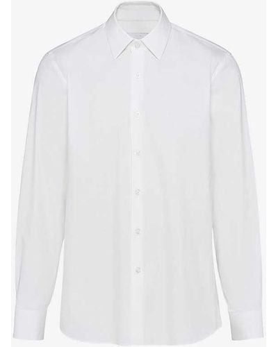 Prada Collared Slim-fit Cotton-blend Shirt - White