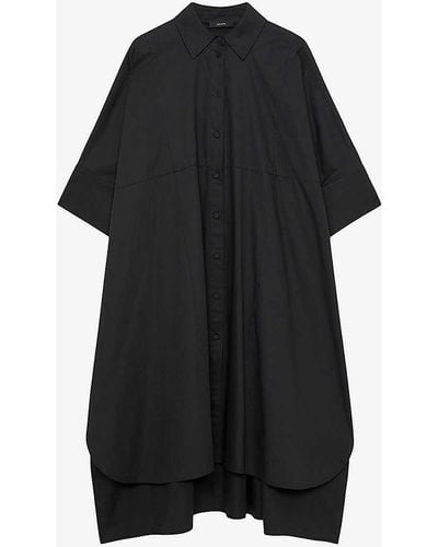 JOSEPH Dania Button-down Cotton Poplin Midi Dress - Black