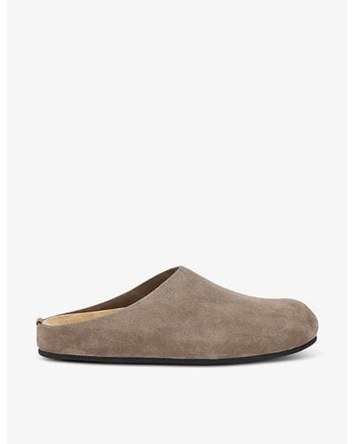 The Row Hugo Slip-on Suede Clogs - Brown