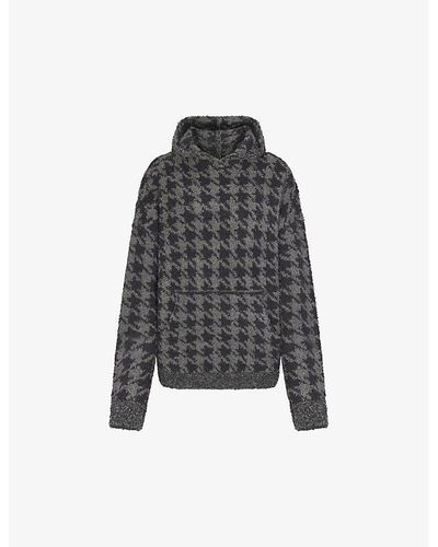 Skims Check-print Relaxed-fit Fleece Hoody - Black