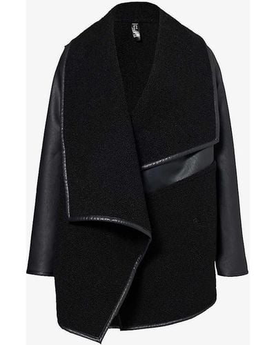 Spanx Shawl-collar Relaxed-fit Faux-leather Jacket - Black