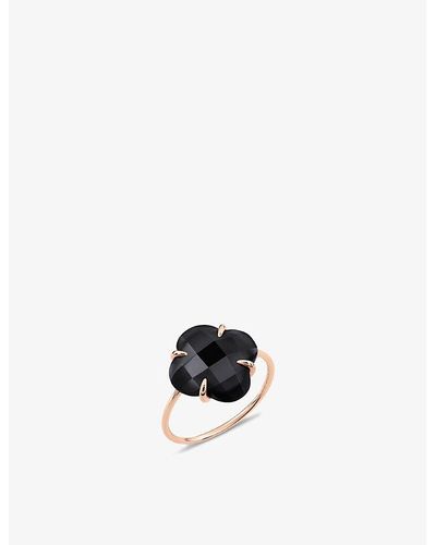 The Alkemistry Morganne Bello Clover 18ct Rose-gold And 4.02ct Black Onyx Ring - White