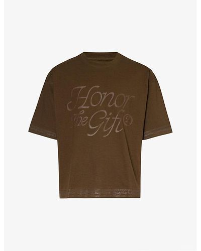 Honor The Gift Graphic-print Crewneck Cotton-jersey T-shirt - Green
