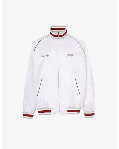 Givenchy Brand-embroidered Contrast-piped Regular-fit Satin Bomber Jacket - White
