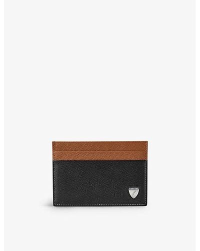 Aspinal of London Slim Brand-plaque Leather Card Holder - Black