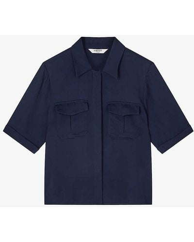 LK Bennett Luna Patch-pocket Woven Shirt - Blue